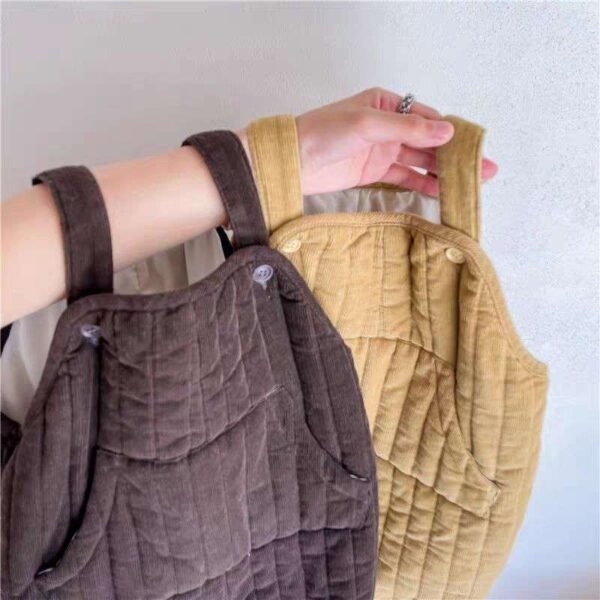 Baby Soft And Adorable Cute Corduroy Thick Quilted Overalls - Image 6