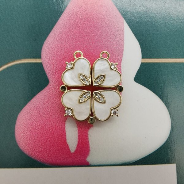 Net Red Clover Enamel Necklace Female - Image 5