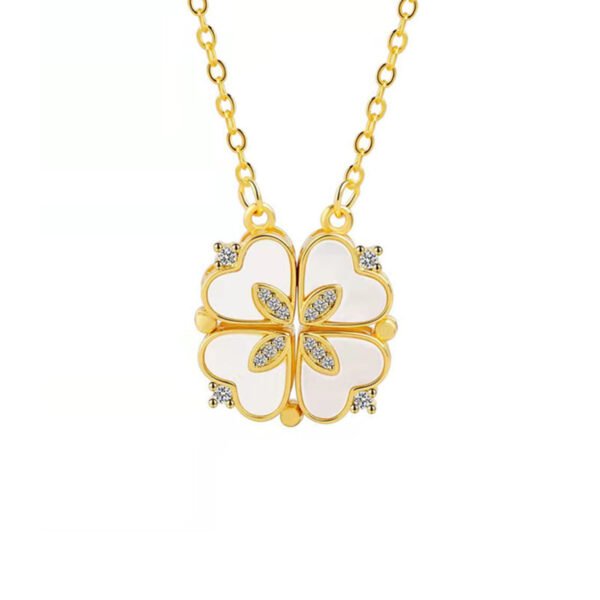 Net Red Clover Enamel Necklace Female - Image 4