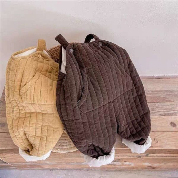 Baby Soft And Adorable Cute Corduroy Thick Quilted Overalls - Image 3