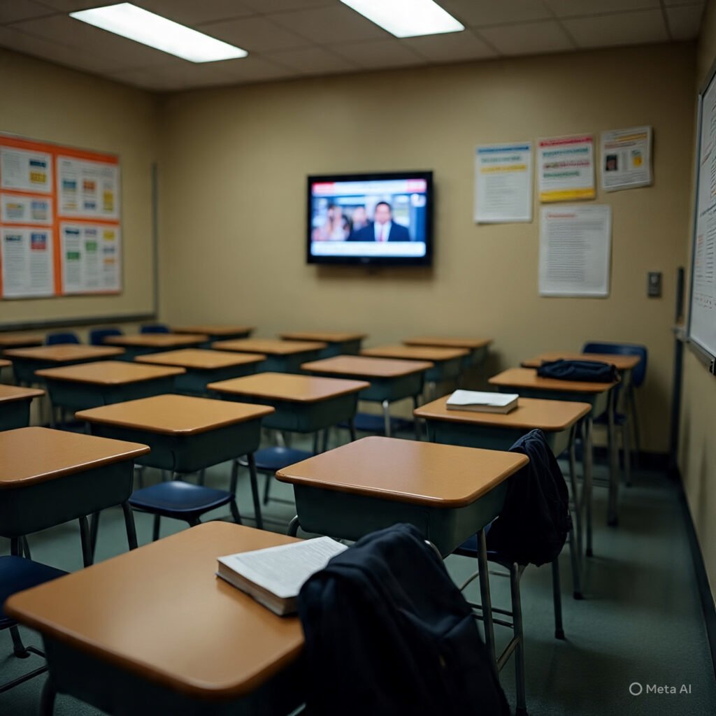 Minister reports increase in student absences from school following recent riots across the country. 6 empty classes