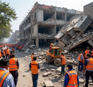 international news 241 at least six dead after building collapse