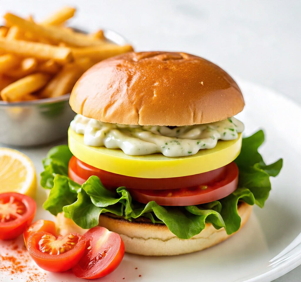 Why Do My Veggie Burgers Fall Apart (and Taste Bland)? Here's How to Fix Them 1 veggie burger with burger leaves fries and