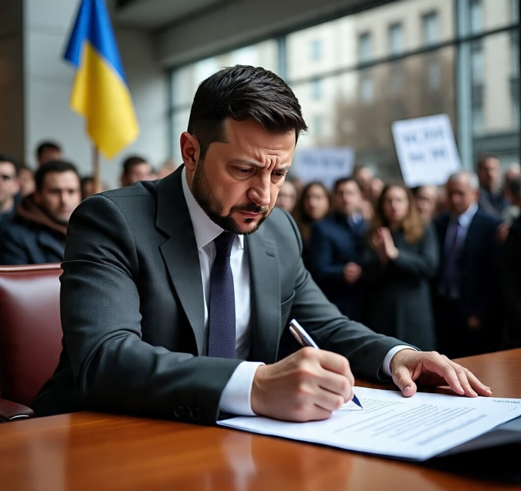 zelensky signs controversial anti corruption bill sparking protests