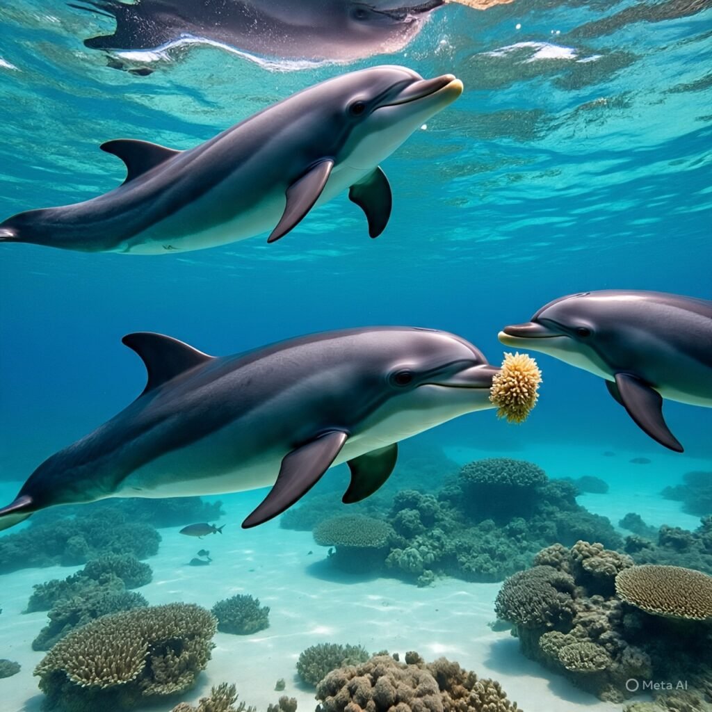 Australian dolphins use sponges to catch fish, though the technique is surprisingly difficult to master. 10 dolphin